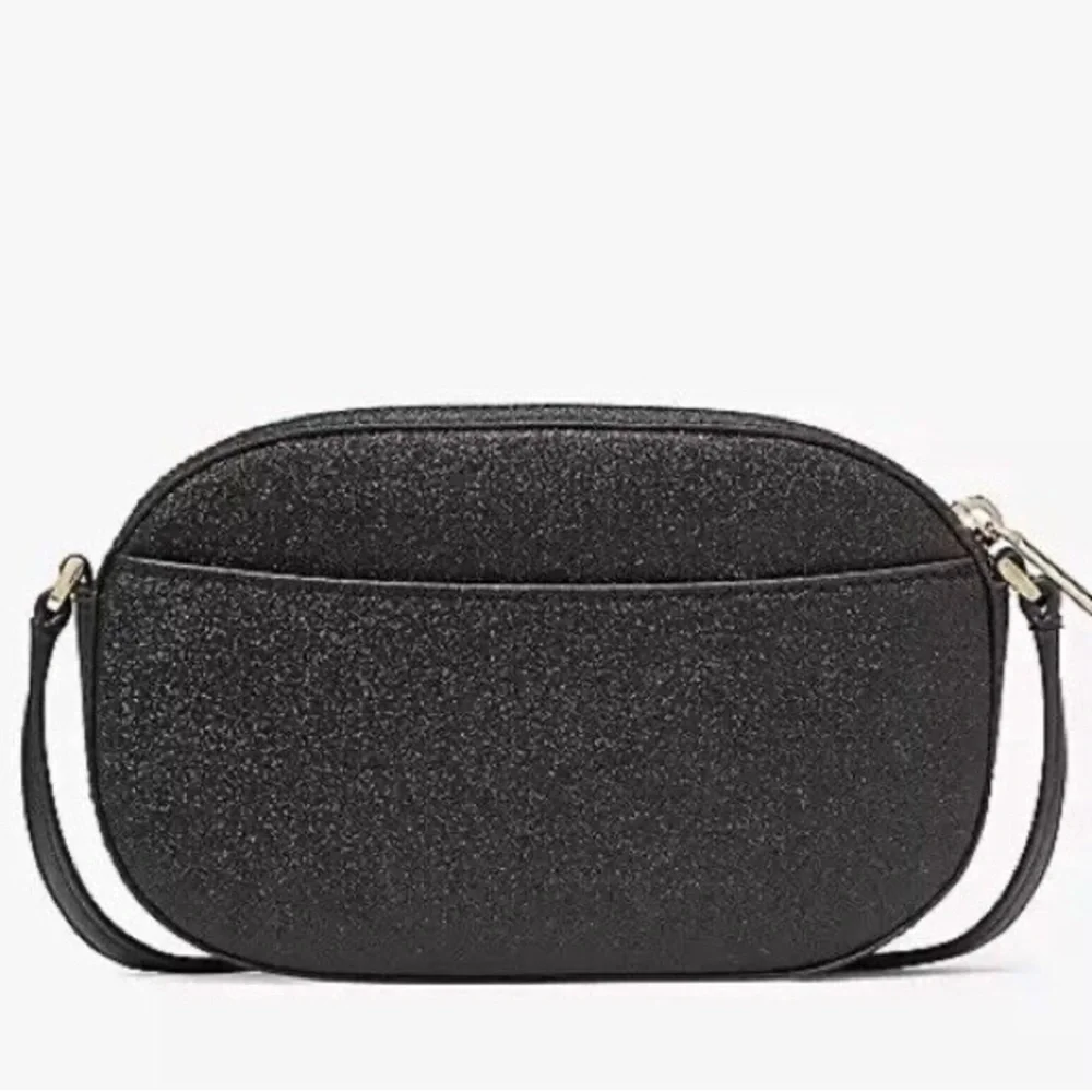 Kate Spade Black Glimmer Glitter Oval Camera Crossbody Bag In Black MSRP…$299